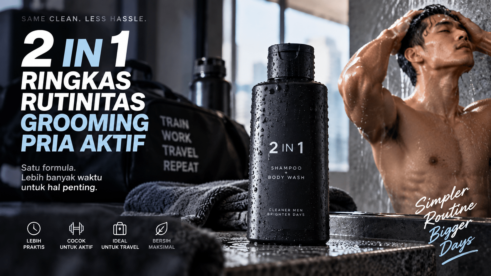 Produk 2 in 1 Ringkas Rutinitas Grooming Pria Aktif