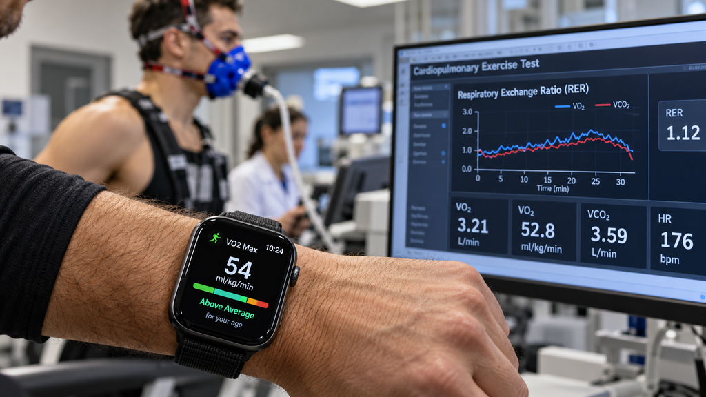Viral Flexing VO2 Max, Dokter Ungkap Angka Ideal Pelari Rekreasional 6 Jurnalis membandingkan angka perkiraan di jam tangan pintar dengan layar monitor peralatan medis untuk memvalidasi akurasi VO2 max.